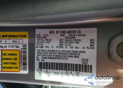 2023 Ford Bronco Sport Big Bend from USA, damaged, VIN 3FMCR9B69PRD72175